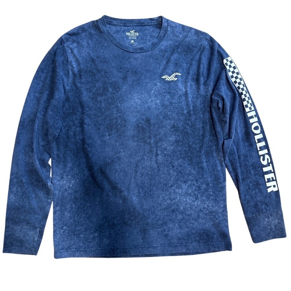 Hollister Long‎ Sleeve T-Shirt Mens Size L Blue Streetwear Casual 100% Cotton